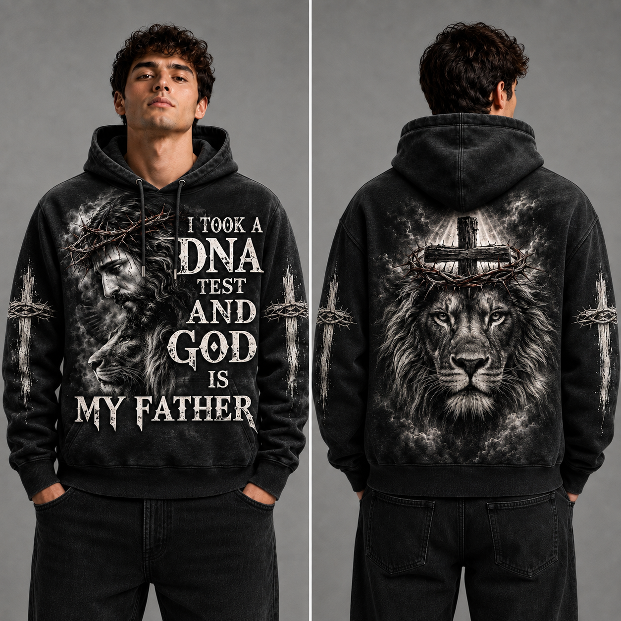 I Took a DNA Test and God Is My Father Christian Lion Hoodie – Jesus Faith Cross Hoodie