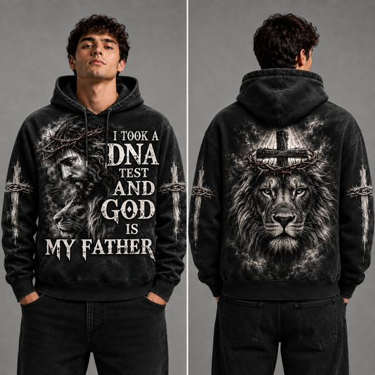 I Took a DNA Test and God Is My Father Christian Lion Hoodie – Jesus Faith Cross Hoodie
