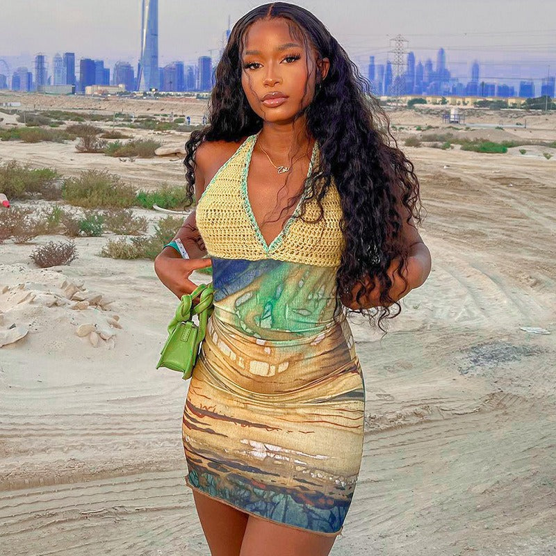 Ocean Muse Halter Mini Dress