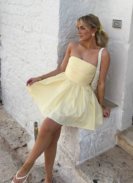 Strapless A Line Mini Dress Carilie
