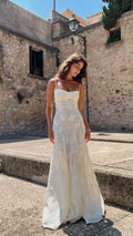 Floral Jacquard Slip Maxi Dress Carilie
