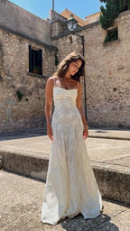 Floral Jacquard Slip Maxi Dress Carilie