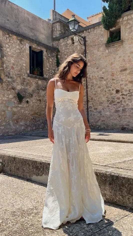 Floral Jacquard Slip Maxi Dress Carilie