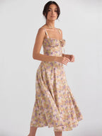 Elegant Midi Dress with Tie Back Carilie