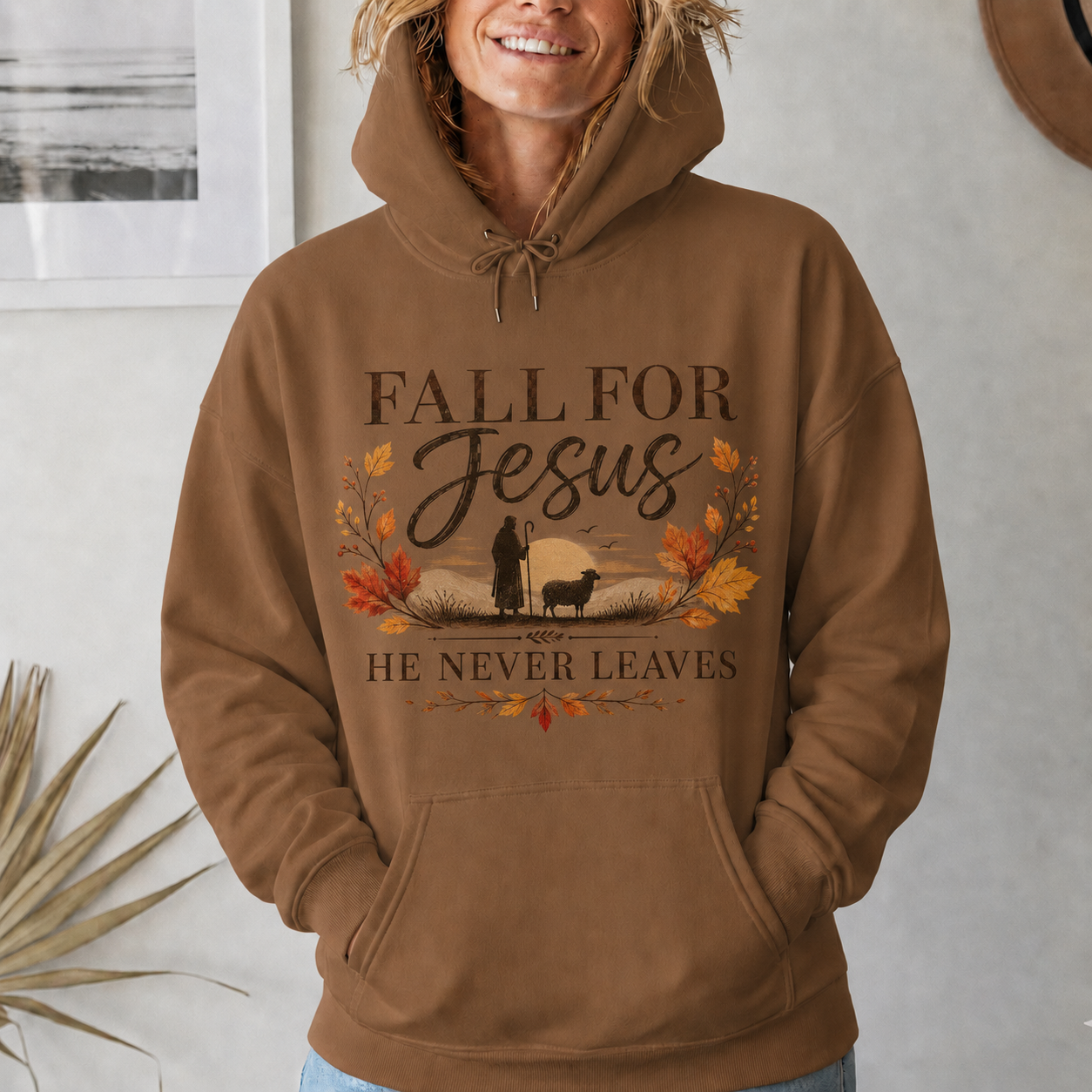 Fall For Jesus He Never Leaves Christian Autumn Faith Unisex Tshirt / Hoodie / Sweatshirt