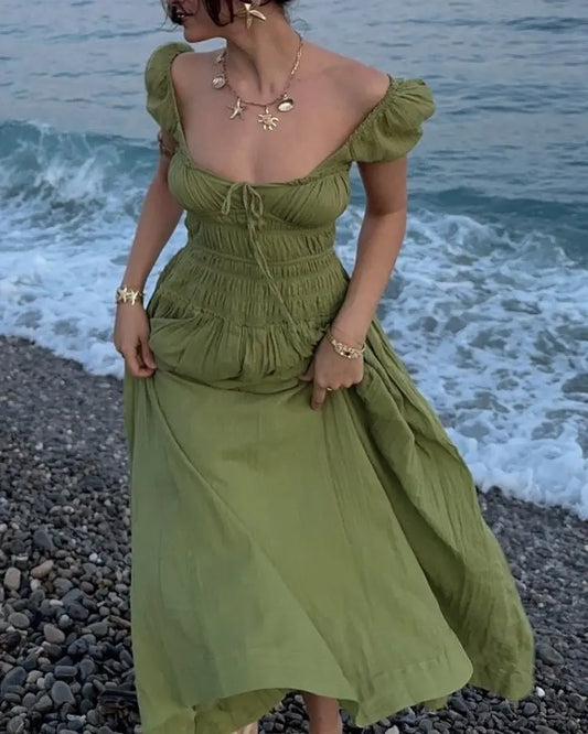 Elegant Open Back A Line Maxi Dress Carilie