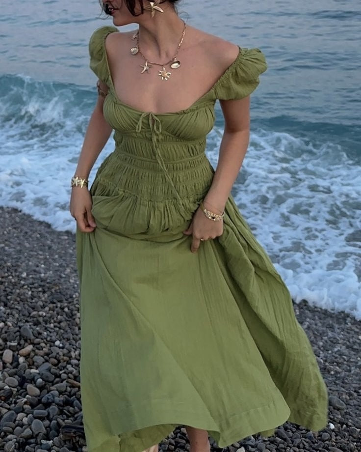 Elegant Open Back A Line Maxi Dress