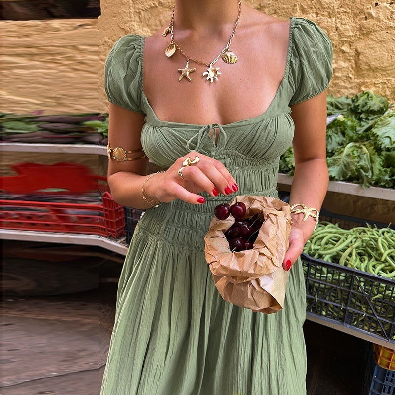 Elegant Open Back A Line Maxi Dress