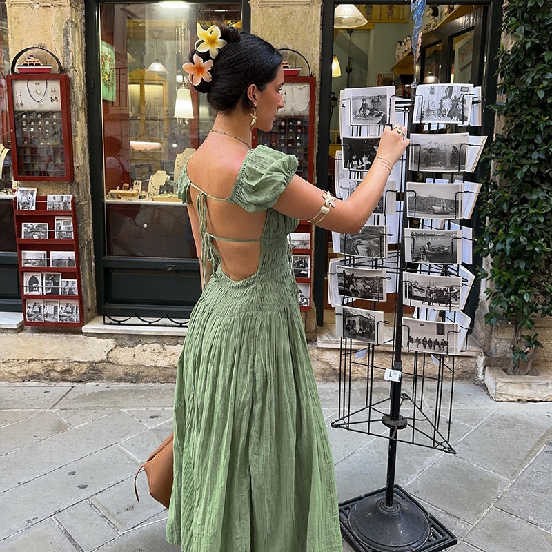 Elegant Open Back A Line Maxi Dress