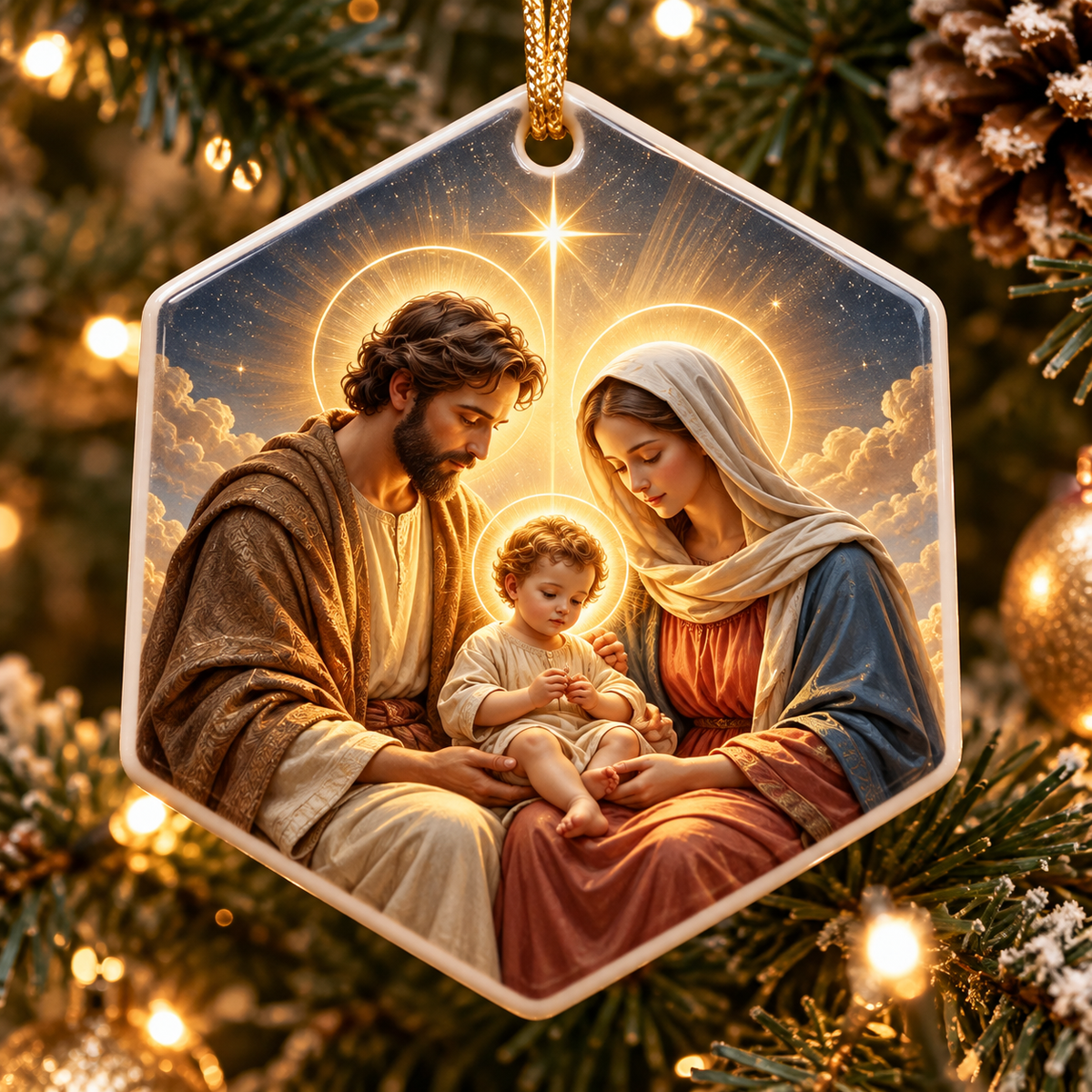 Holy Family Acrylic Ornament, Jesus Mary Joseph Nativity Christmas Ornament, Christian Religious Faith Christmas Gift