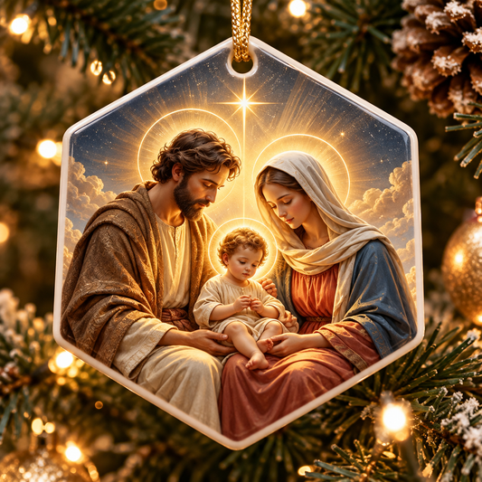 Holy Family Acrylic Ornament, Jesus Mary Joseph Nativity Christmas Ornament, Christian Religious Faith Christmas Gift