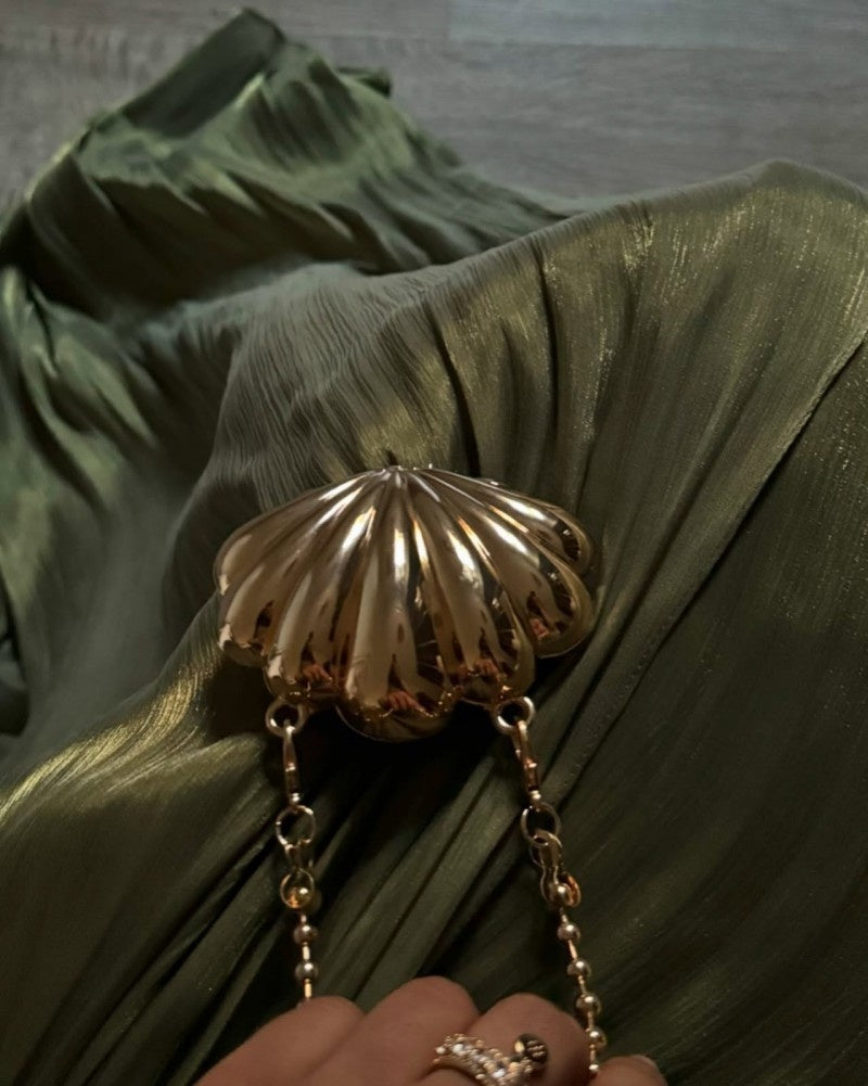 Olive Ruched Elegant Evening Gown Maxi Dress