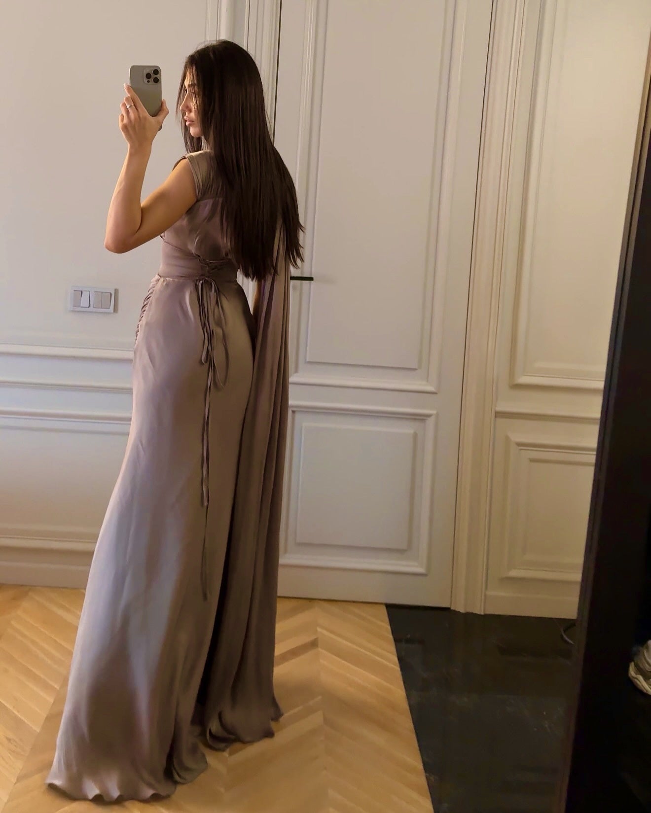 Dusty Purple Draped One Shoulder Gown Maxi Dress