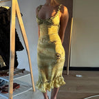 Emerald Floral Ruched Set Carilie