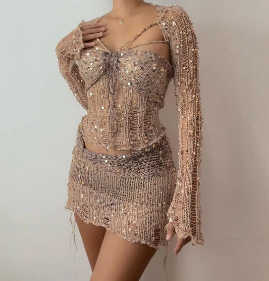 Midnight Sequin Three Piece Set Carilie