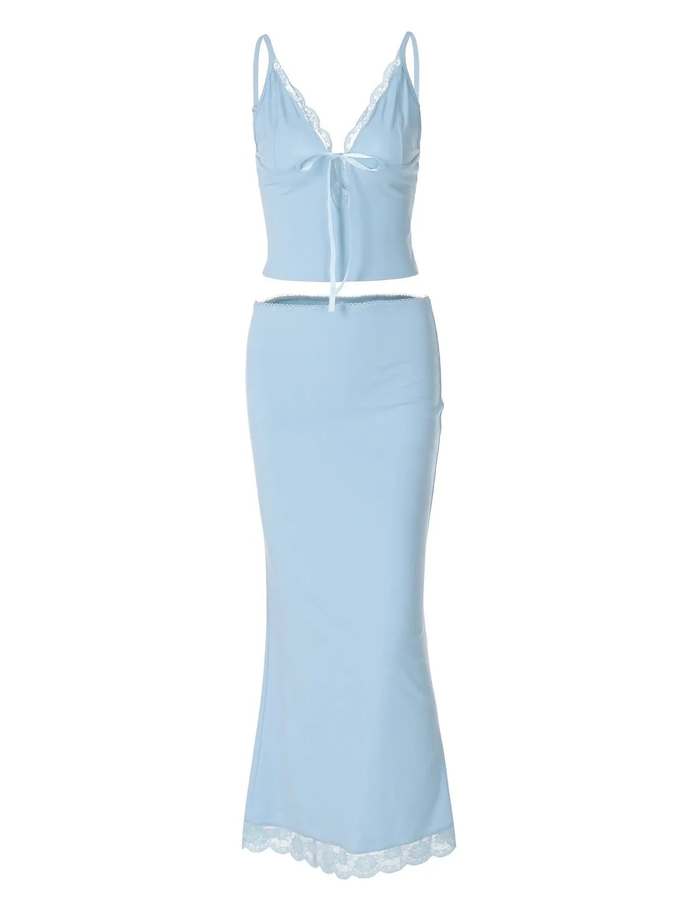 Azure Lace Slip Midi Set Carilie