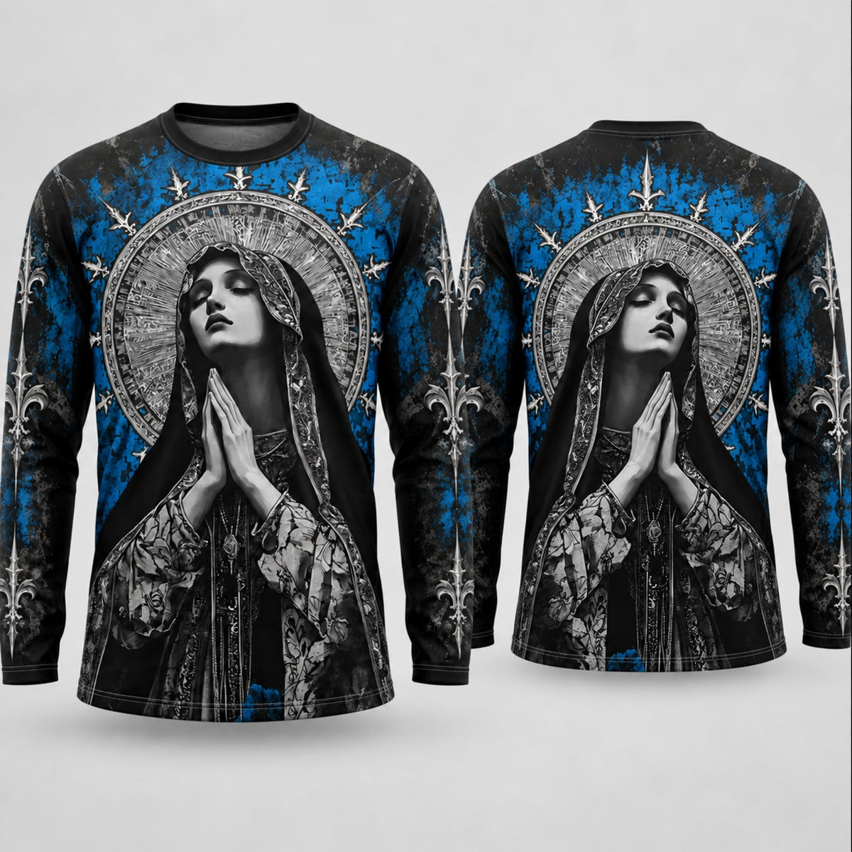 Virgin Mary 3D Long Sleeve Shirt – Catholic Christian All-Over Print Men’s Tee