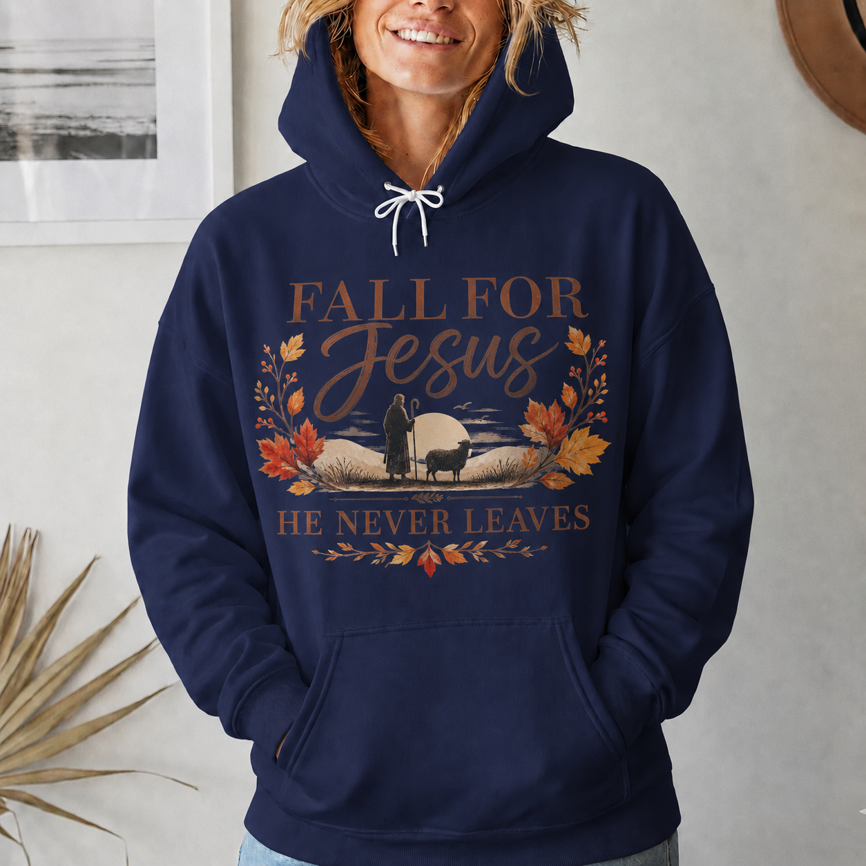 Fall For Jesus He Never Leaves Christian Autumn Faith Unisex Tshirt / Hoodie / Sweatshirt