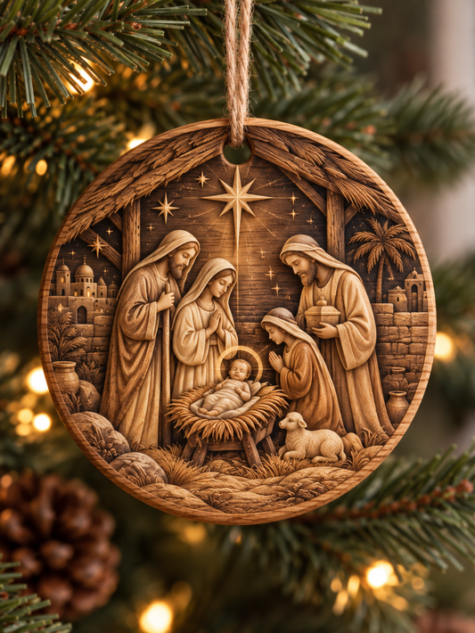 Nativity Christmas Ornament, Christian Christmas Decor, Jesus Nativity Ornament, Religious Christmas Gift, Holy Family Tree Decor