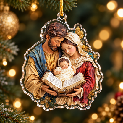 Christian Nativity Acrylic Ornament, Holy Family Baby Jesus Angel & Wise Men, Religious Christmas Gift for Family