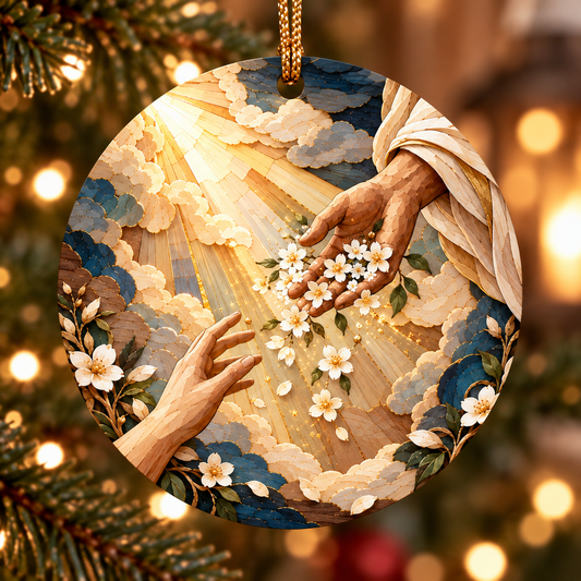 Jesus Hand of Grace Wood Ornament, Christian Faith Christmas Ornament, Religious Christmas Gift, God’s Love Christian Decor