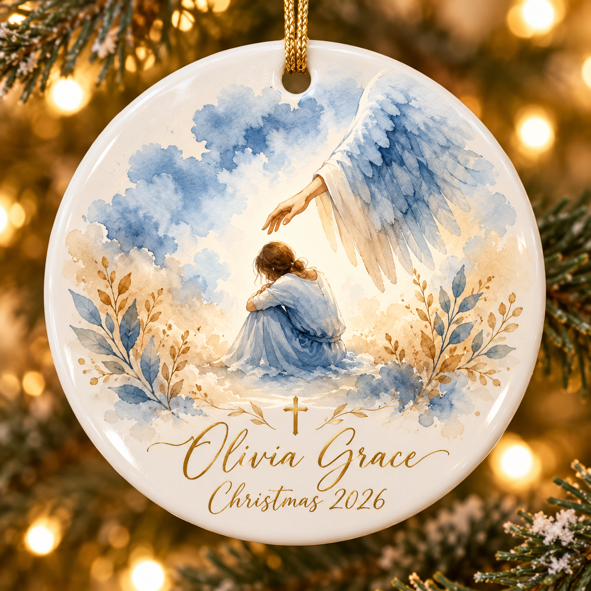 Personalized Jesus Christmas Ornament, Custom Name & Year Christian Ceramic Keepsake, Religious Christmas Gift for Child