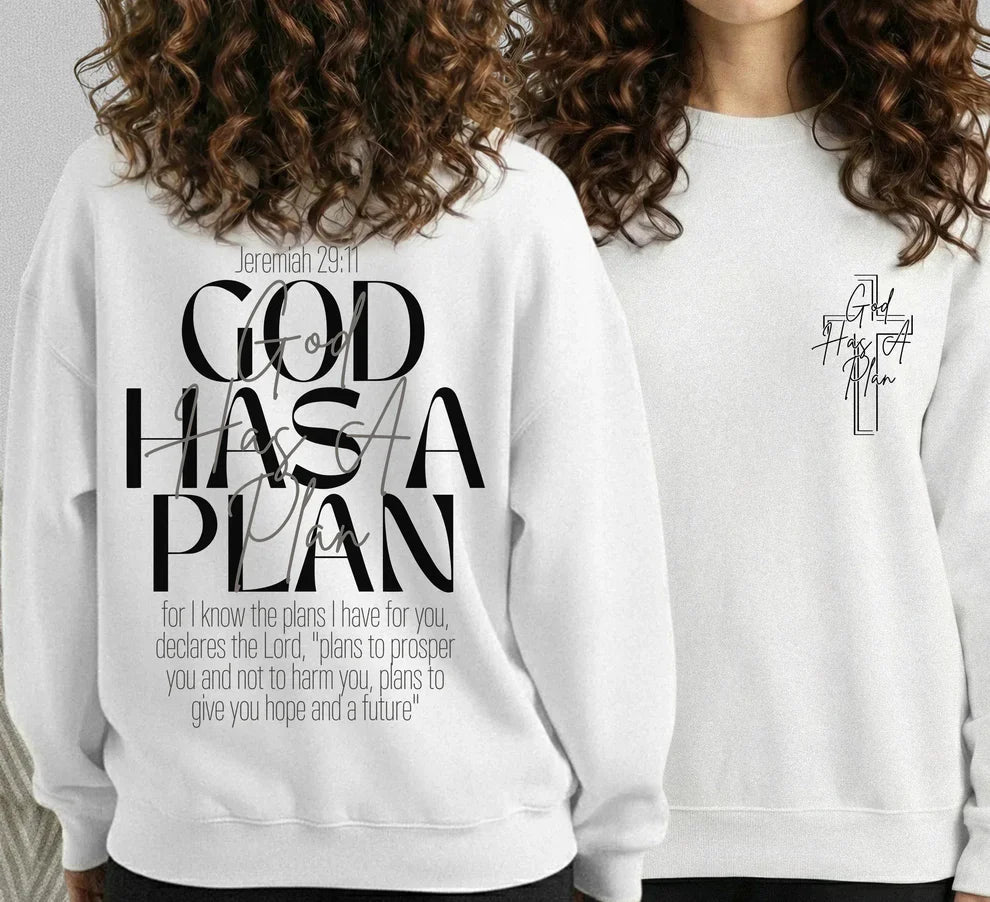 God Has a Plan Scripture Typography Design – Two Sides – Minimalist Faith – Unisex Tshirt /Hoodie/Sweatshirt