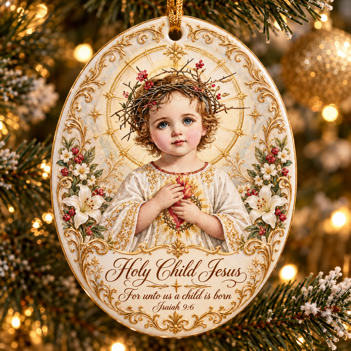 Christian Jesus Christmas Ornament Set, Holy Child Jesus, Virgin Mary Ornament, Bible Verse Faith Religious Christmas Gift