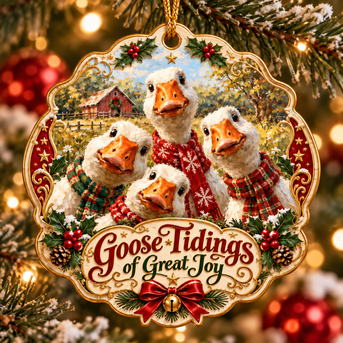 Goose Christmas Ornament, Goose Tidings of Great Joy, Funny Christmas Ornament, Farmhouse Holiday Decor, Goose Lover Gift