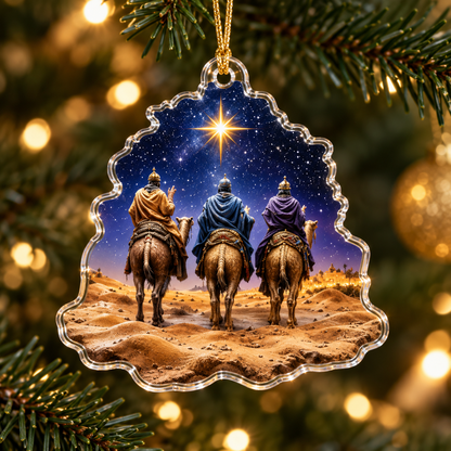 Christian Nativity Acrylic Ornament, Holy Family Baby Jesus Angel & Wise Men, Religious Christmas Gift for Family