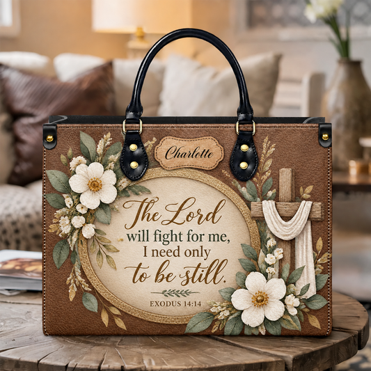 Premium Personalized Christian Exodus 14:14 Leather Handbag, Religious Gift for Mom, Faith Bag Leather Bags, Personalized Bags, Gifts for Women, Christmas Gift