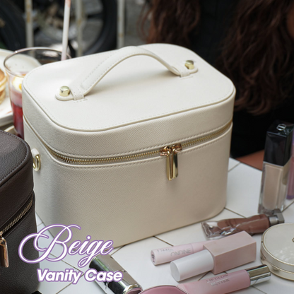 Personalized Leather Vanity Case | Custom Name Makeup Travel Box Carilie
