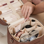 Personalized Leather Vanity Case | Custom Name Makeup Travel Box Carilie
