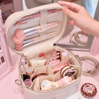 Personalized Leather Vanity Case | Custom Name Makeup Travel Box Carilie