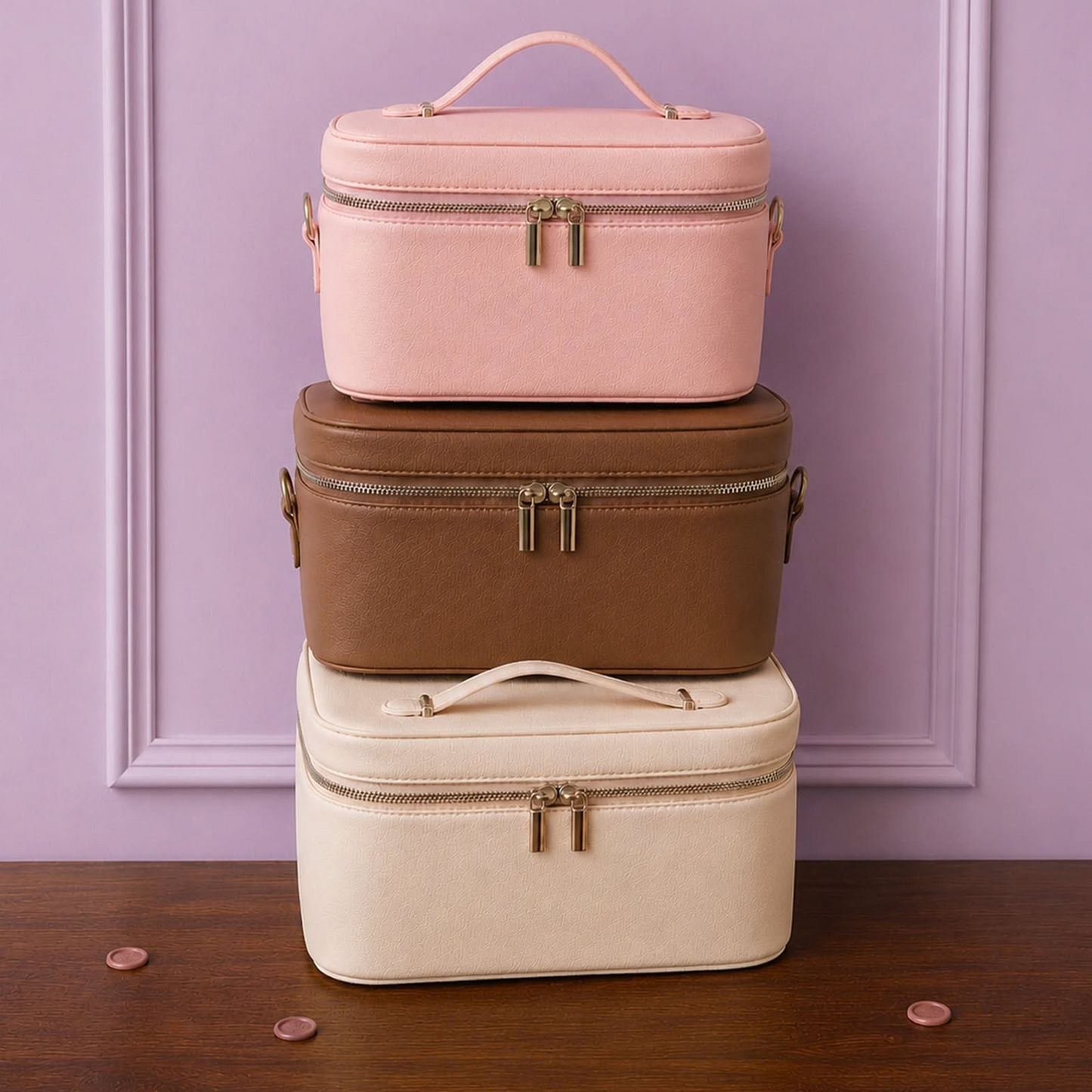 Personalized Leather Vanity Case | Custom Name Makeup Travel Box Carilie