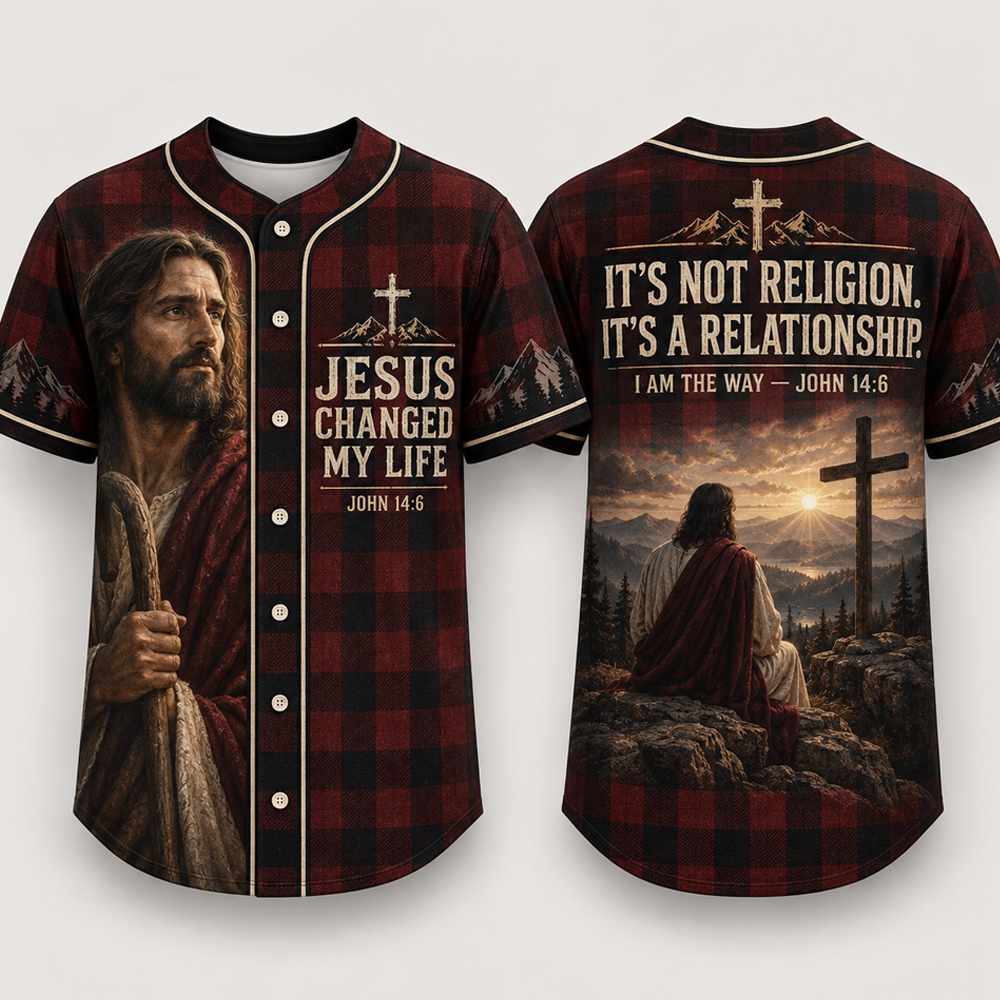 Christian Jersey Baseball, Jesus Changed My Life, It’s Not Religion It’s a Relationship, John 14:6