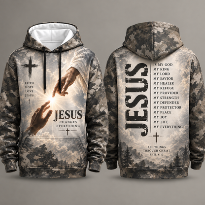 Christian All Over Print Hoodie, Jesus Faith Bible Verse Pullover, Religious Gift