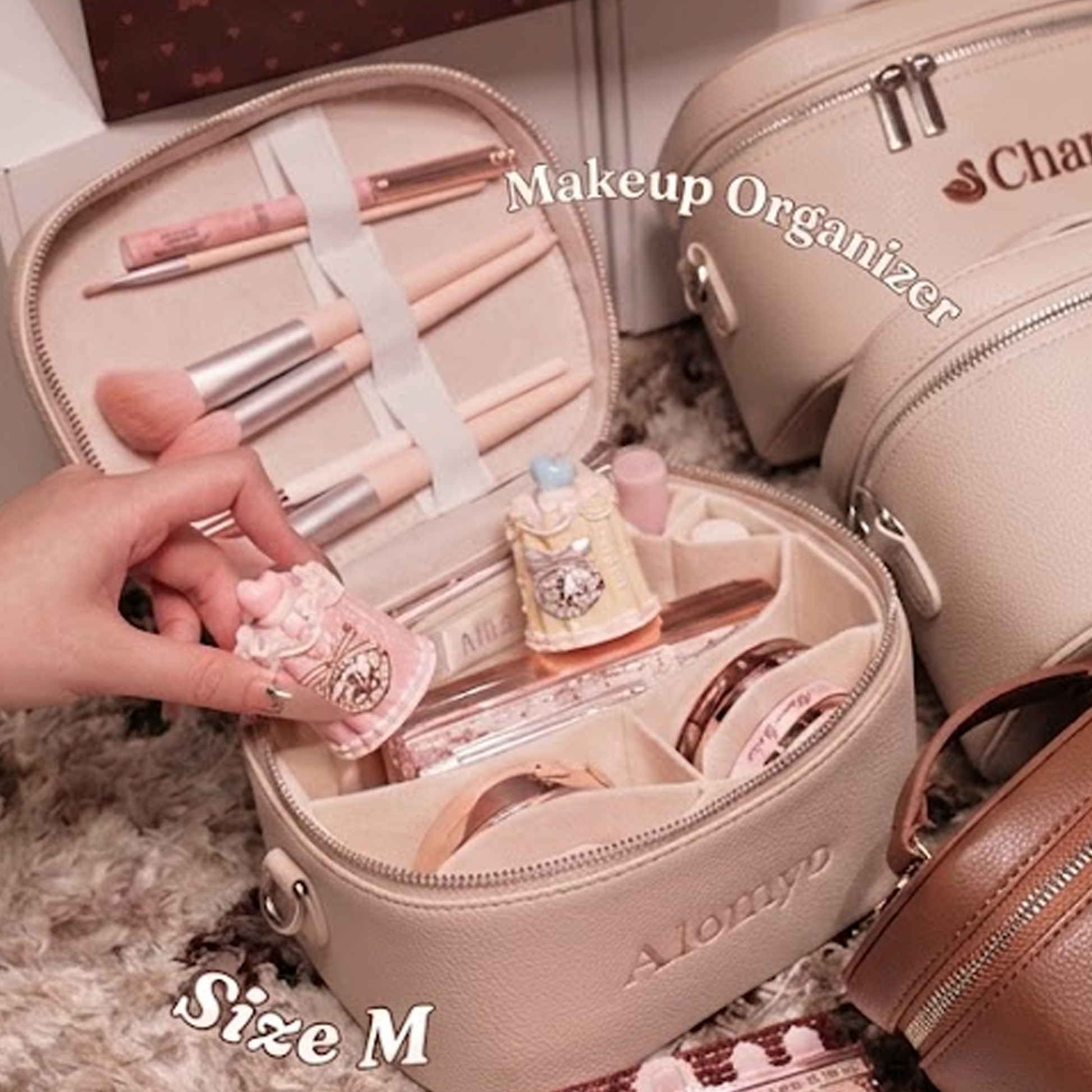Personalized Leather Vanity Case | Custom Name Makeup Travel Box Carilie