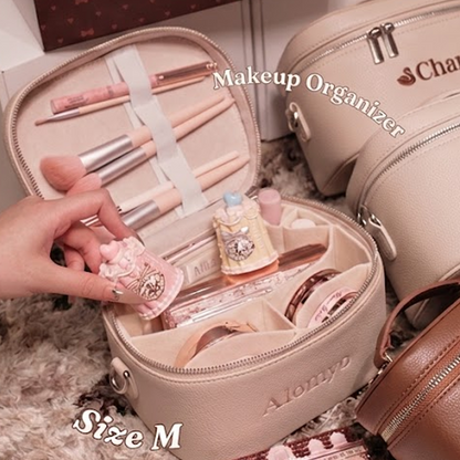 Personalized Leather Vanity Case | Custom Name Makeup Travel Box Carilie