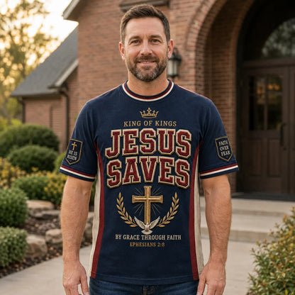 Men's Christian Cross O-neck Short Sleeve T-shirt