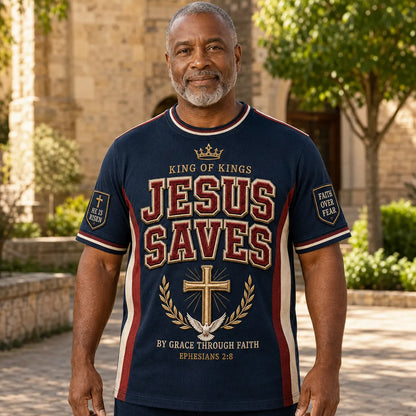 Men's Christian Cross O-neck Short Sleeve T-shirt