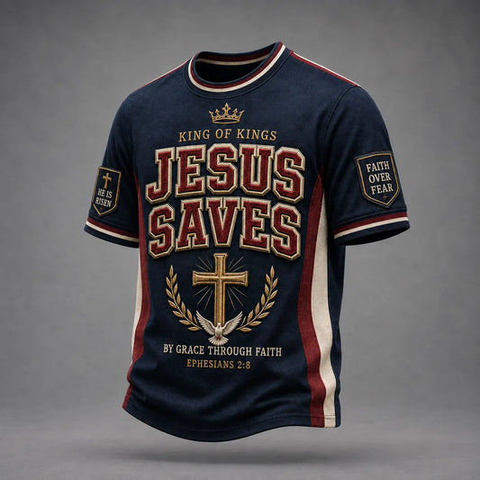 Men's Christian Cross O-neck Short Sleeve T-shirt