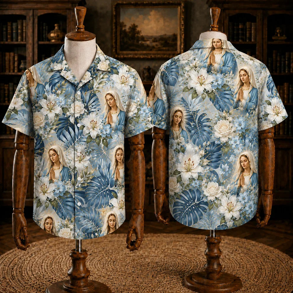 Virgin Mary And Child Hawaiian Shirt, Catholic Christian Religious Shirt