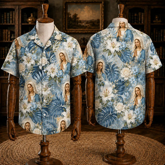 Virgin Mary And Child Hawaiian Shirt, Catholic Christian Religious Shirt