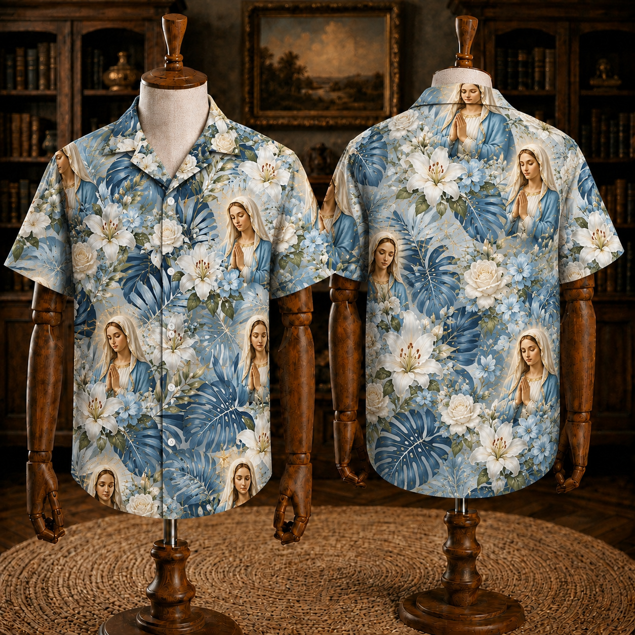 Jesus And Mary Christian Hawaiian Shirt, Religious Tropical Button Up Shirt
