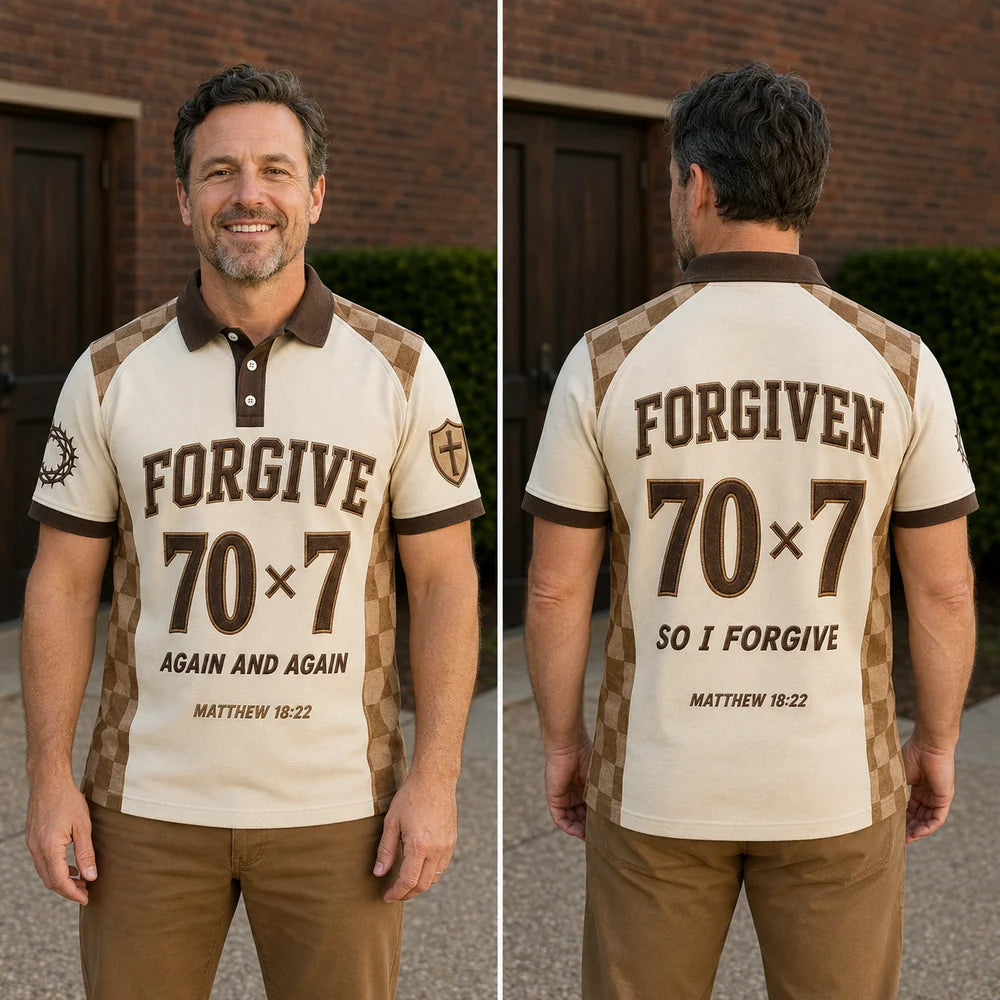 Forgive 70×7 – Matthew 18:22 Christian 3D Polo Shirt