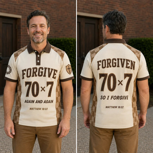Forgive 70×7 – Matthew 18:22 Christian 3D Polo Shirt