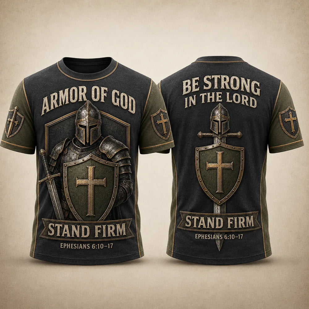 Armor of God – Stand Firm Christian Warrior 3D T-Shirt