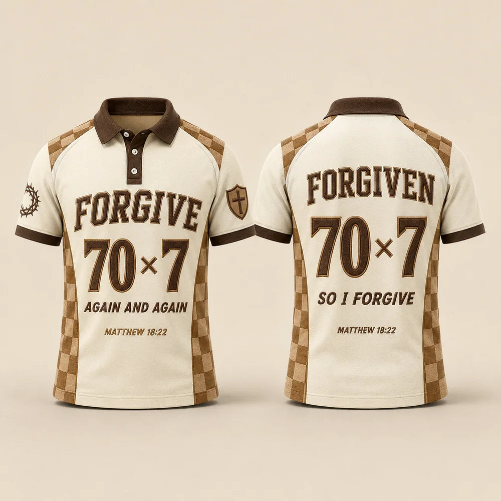 Forgive 70×7 – Matthew 18:22 Christian 3D Polo Shirt