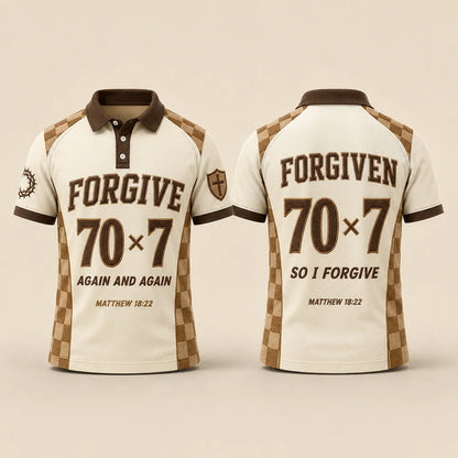 Forgive 70×7 – Matthew 18:22 Christian 3D Polo Shirt